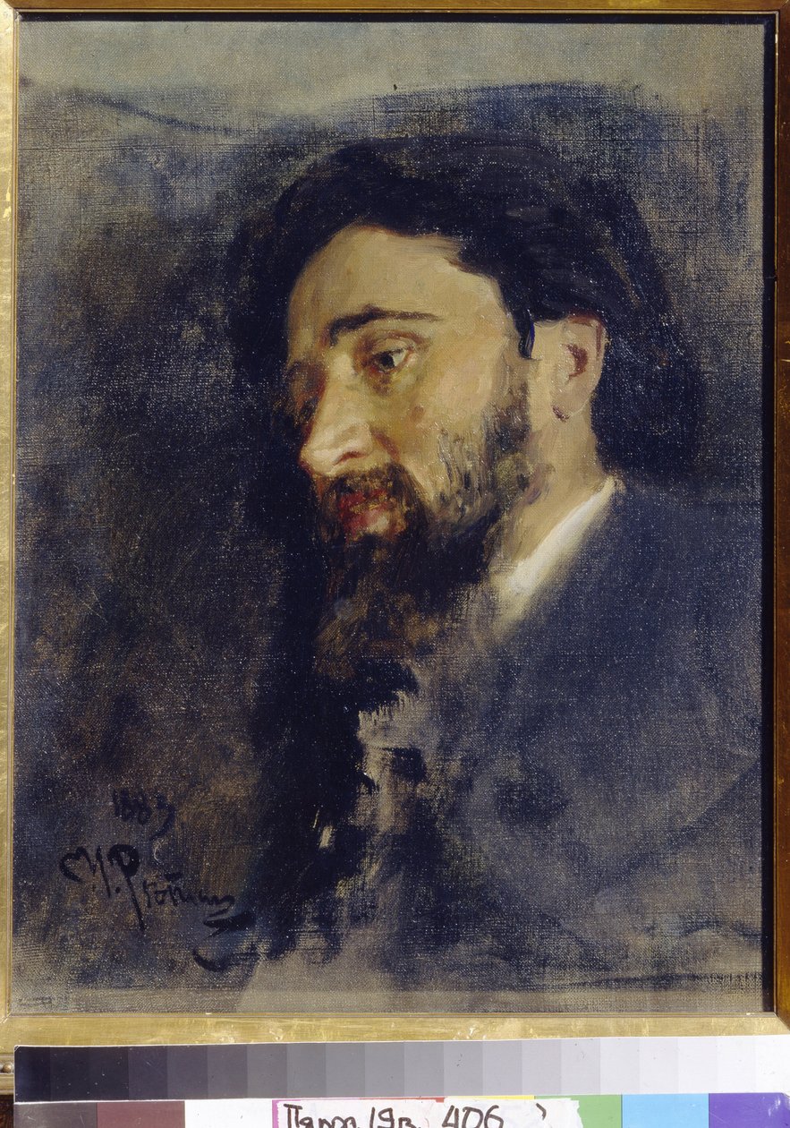 Retrato do escritor Vsevolod Mikhailovich Garchin (1855-1888). (retrato do Autor V. M. Garshin). Pintura por Ilya Refimovich Repin (Ilia Repine) (1844-1930), óleo sobre tela de Ilya Efimovich Repin