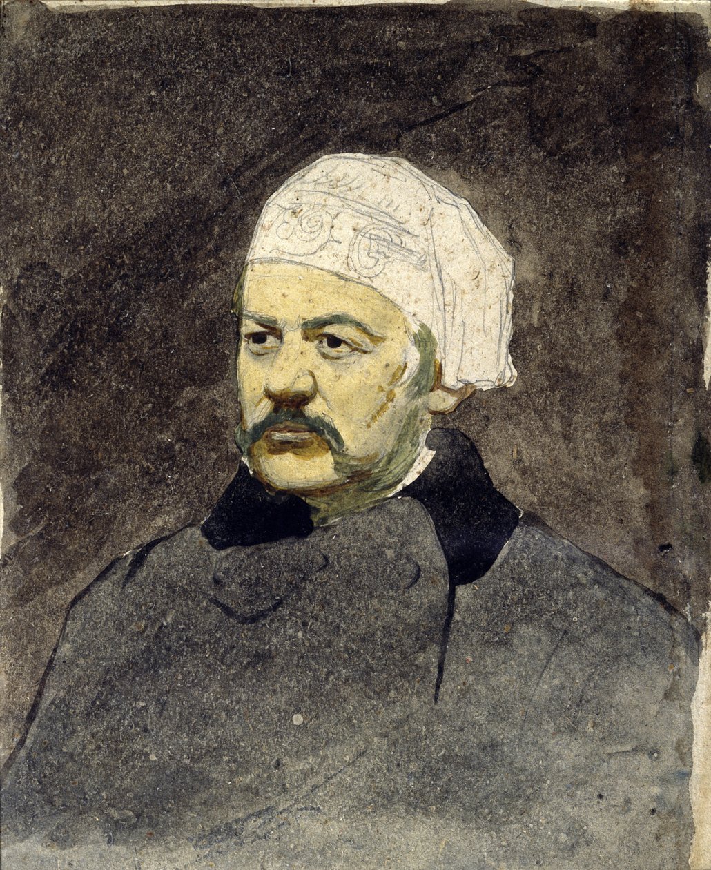 Retrato do compositor russo Mikhail Ivanovitch Glinka (1804-1857) (Michail I. Glinka) - Pintura de Ilya Yefimovich Repin (1844-1930), aguarela sobre cartão (28x23 cm), cerca de 1870 - I. Repin Memorial Museum Penates, perto São Petersburgo (Rússia) de Ilya Efimovich Repin