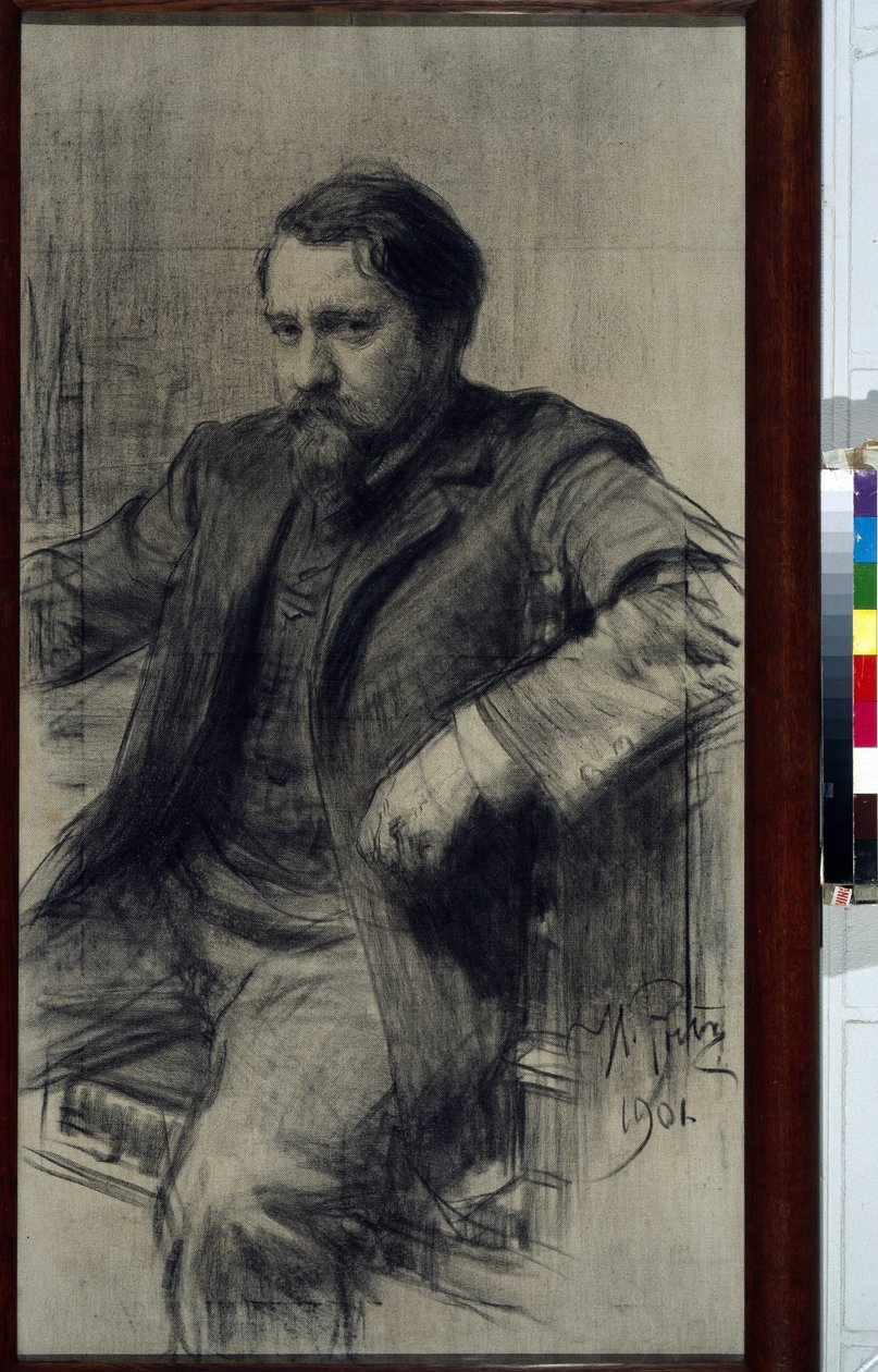 Retrato du peintre Valentin Aleksandrovitch Serov (1865-1911) (Valentin Alexandrovich Serov) - Dessin de Ilya Yefimovich (Iefimovitch) Repin (1844-1930), crayon sur papier de Ilya Efimovich Repin