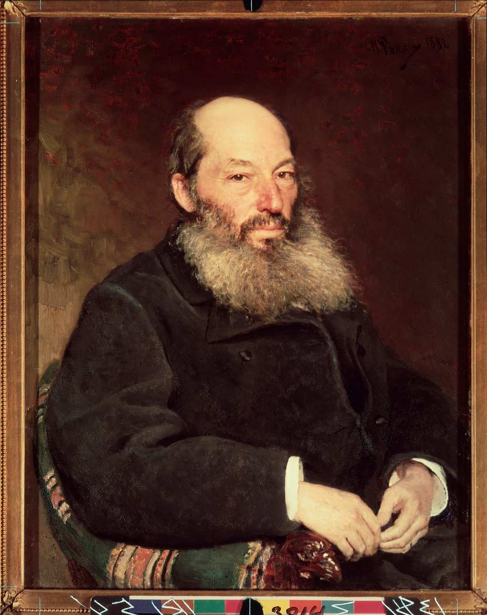 Retrato do poeta Afanasy Afanasievich Fet (Foeth) (Afanassi Afanasievich Shenchin) (1820-1892). Pintura por Ilya Repin (Ilia Repine) (1844-1930), óleo sobre tela de Ilya Efimovich Repin
