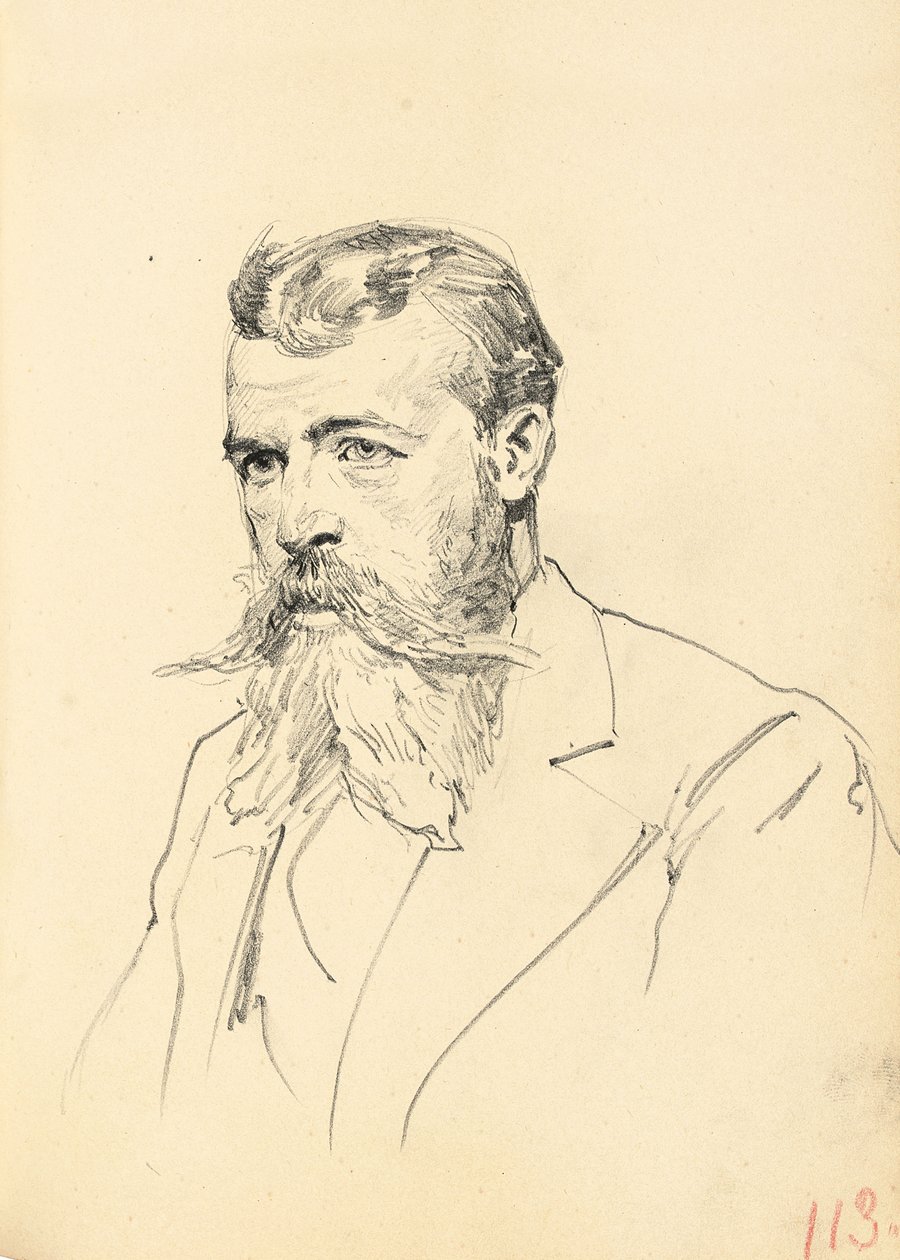 Retrato de um homem com bigode e barba, c. 1872-1875 de Ilya Efimovich Repin
