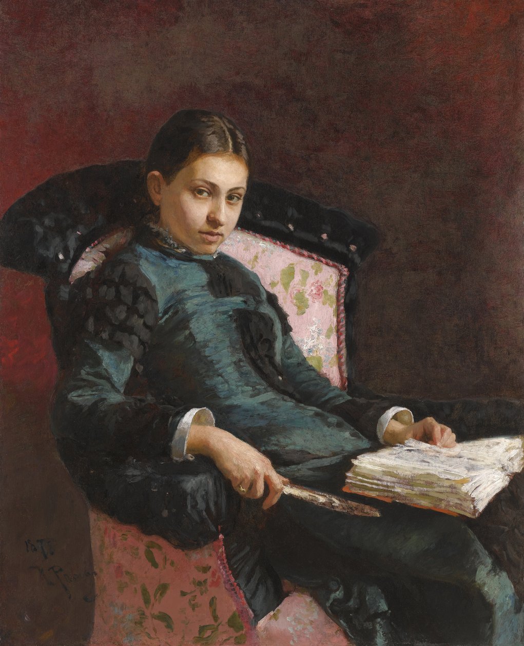 Retrato da esposa do artista, Vera Repina, 1878 de Ilya Efimovich Repin