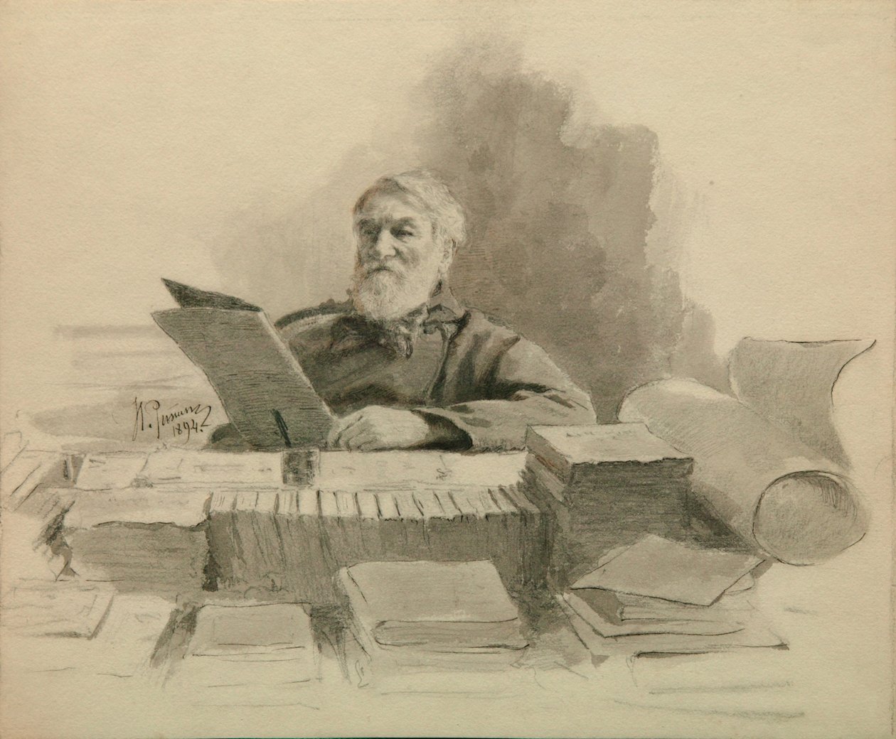 Retrato do autor Dmitry Grigorovich 1822-1899, 1894 de Ilya Efimovich Repin
