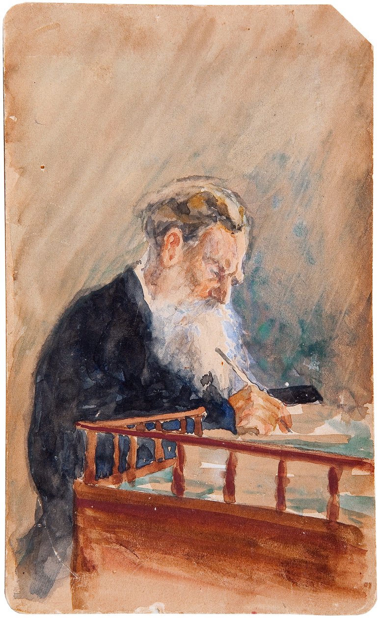 Retrato do autor Leo N. Tolstoy 1828-1910, 1900s de Ilya Efimovich Repin