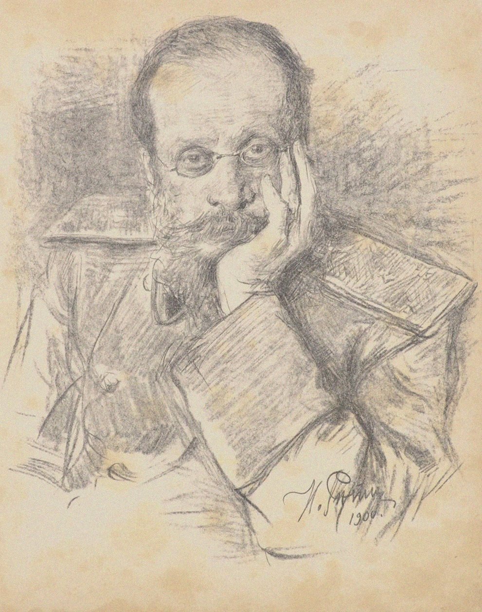 Retrato do compositor César Antonovich Cui 1835-1918, 1900. de Ilya Efimovich Repin