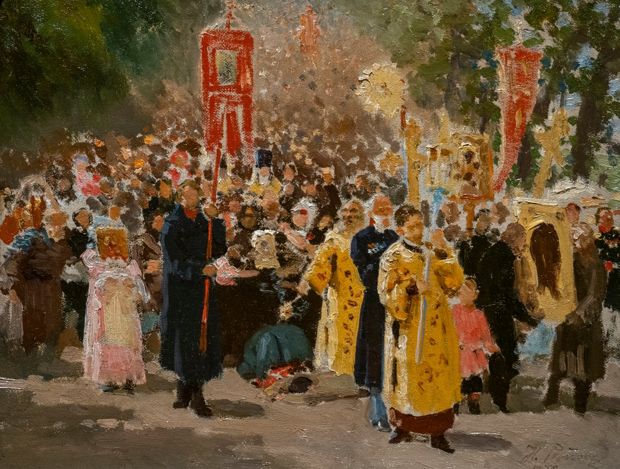 PROCISSÃO RELIGIOSA NA MADEIRA DE CARVALHO de Ilya Efimovich Repin
