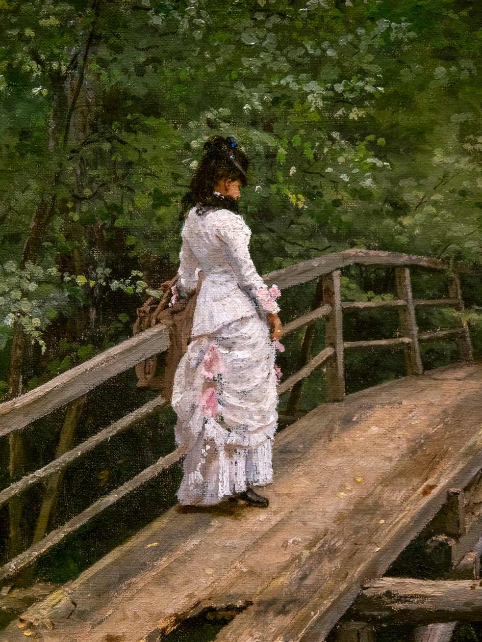 PAISAGEM DE VERÃO. VERA REPINE NUMA PEQUENA PONTE EM ABRAMTSEVO de Ilya Efimovich Repin