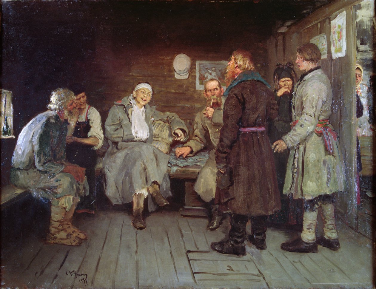 Conto dos Soldados, 1877 de Ilya Efimovich Repin