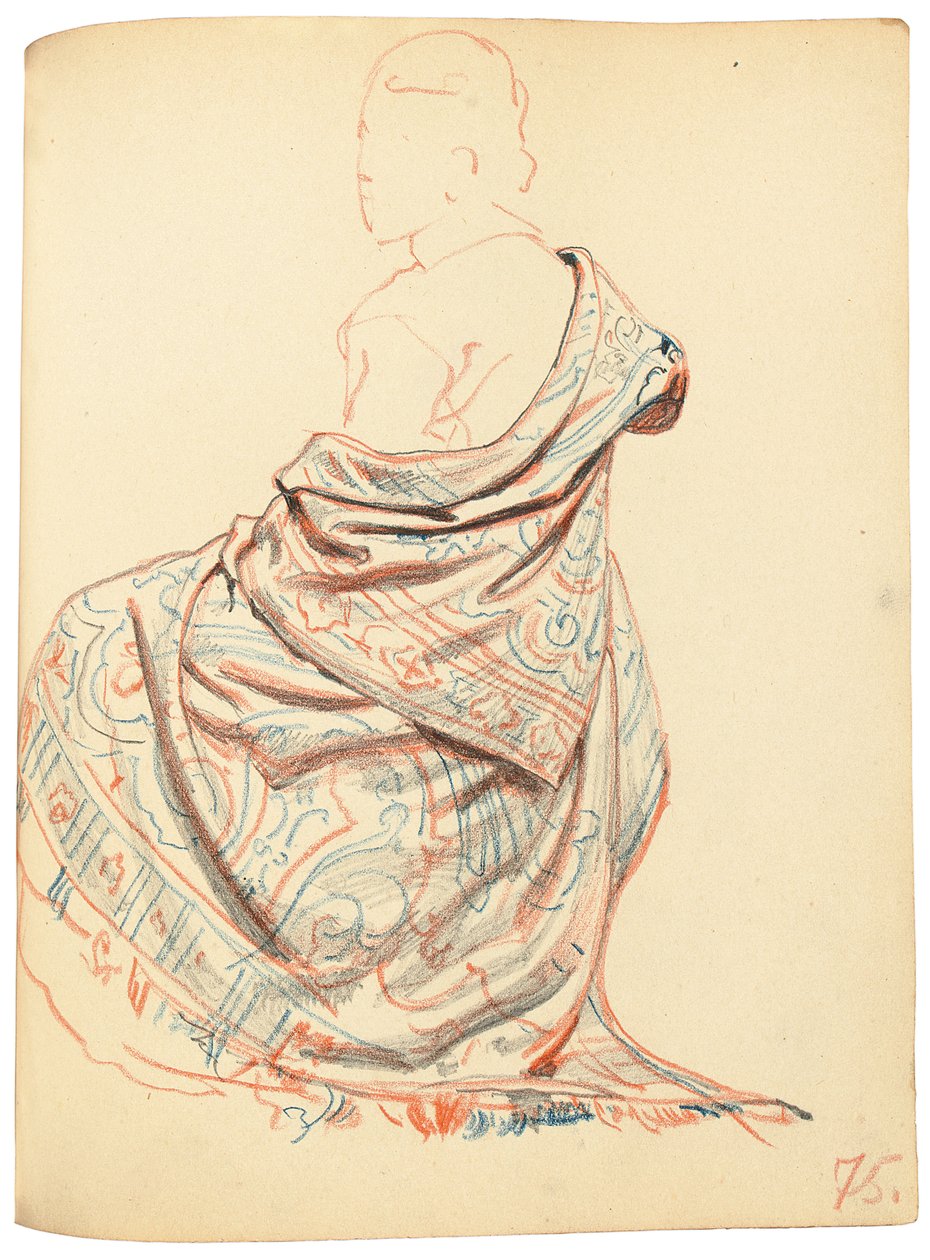 Estudo para "Um Café Parisiense": Estudo de Vestido para Mulher Sentada, c. 1872-1875 de Ilya Efimovich Repin