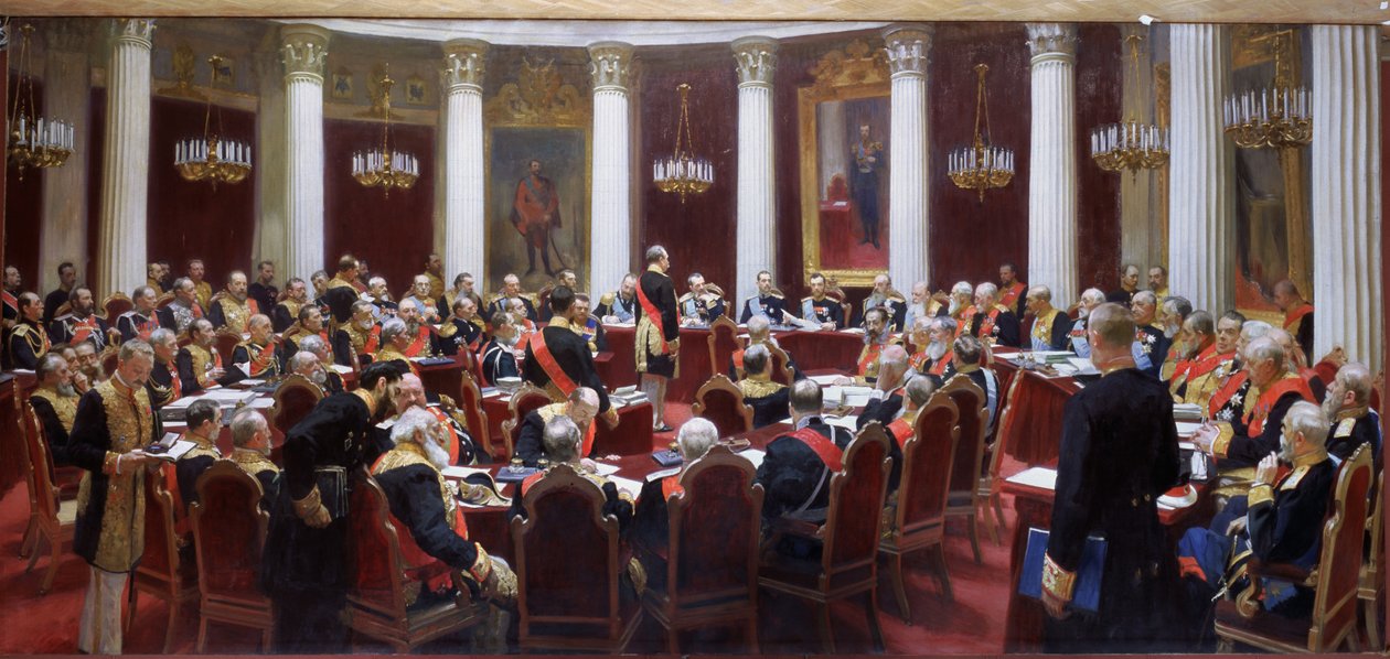 A sessão do centenário do Conselho de Estado no Palácio Marie em 5 de maio de 1901 de Ilya Efimovich Repin