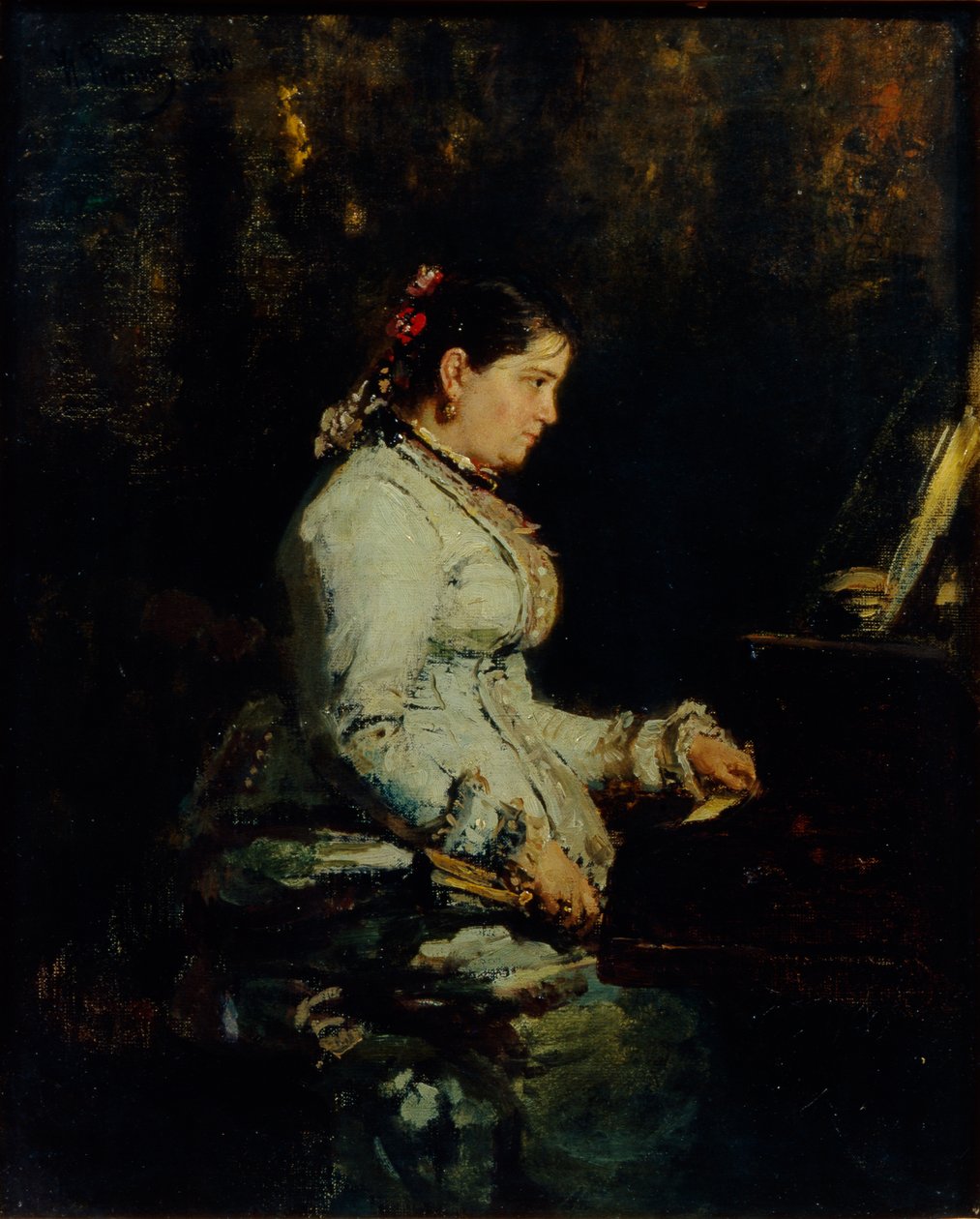 Mulher em um piano de cauda, 1880 de Ilya Efimovich Repin