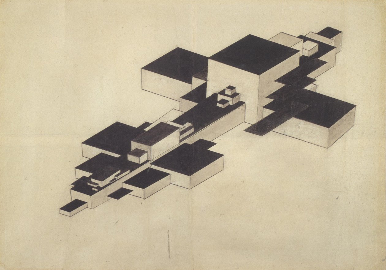 Projeto para o avião suprematista supremolet de Ilya Grigorevich Chashnik