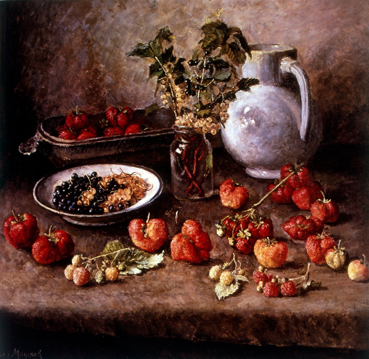 Still Life with Strawberries 1943 (óleo sobre tela) de Ilya Ivanovich Mashkov