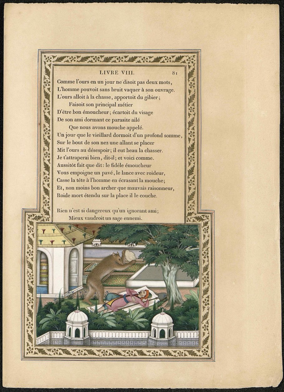 LOurs e Lamateur de jardins O Urso e o Jardineiro, 1837-1839. de Imam Bakhsh Lahori