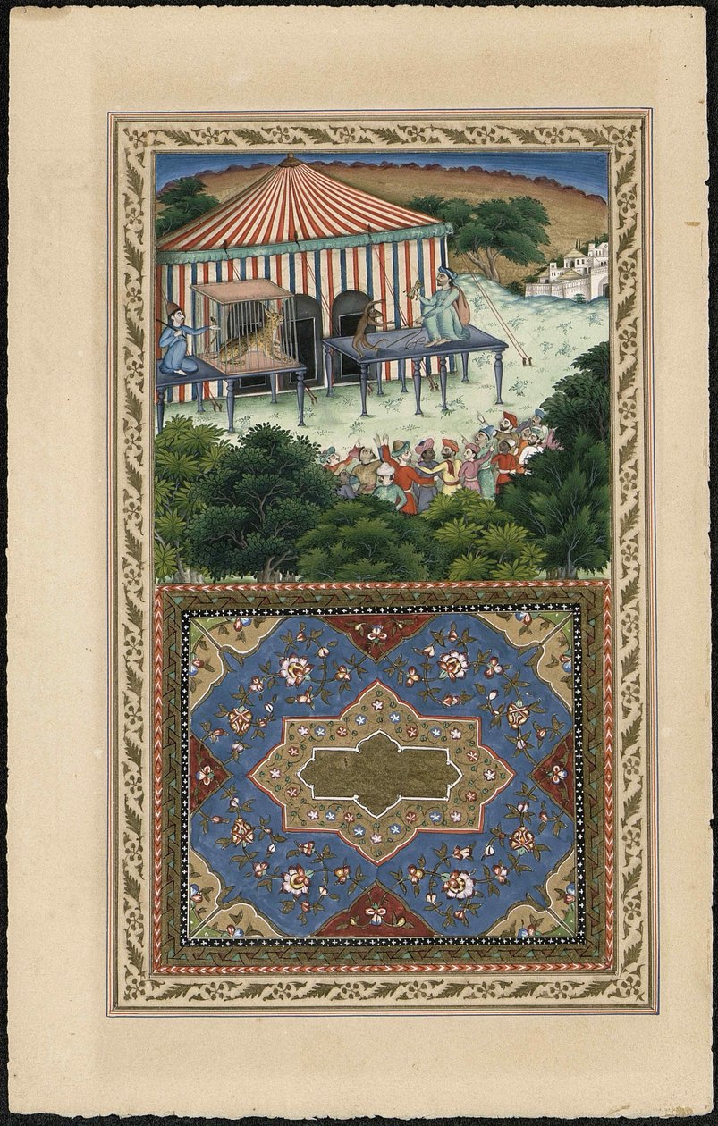 Le Singe et le Leopard O Macaco e o Leopardo, 1837-1839. de Imam Bakhsh Lahori
