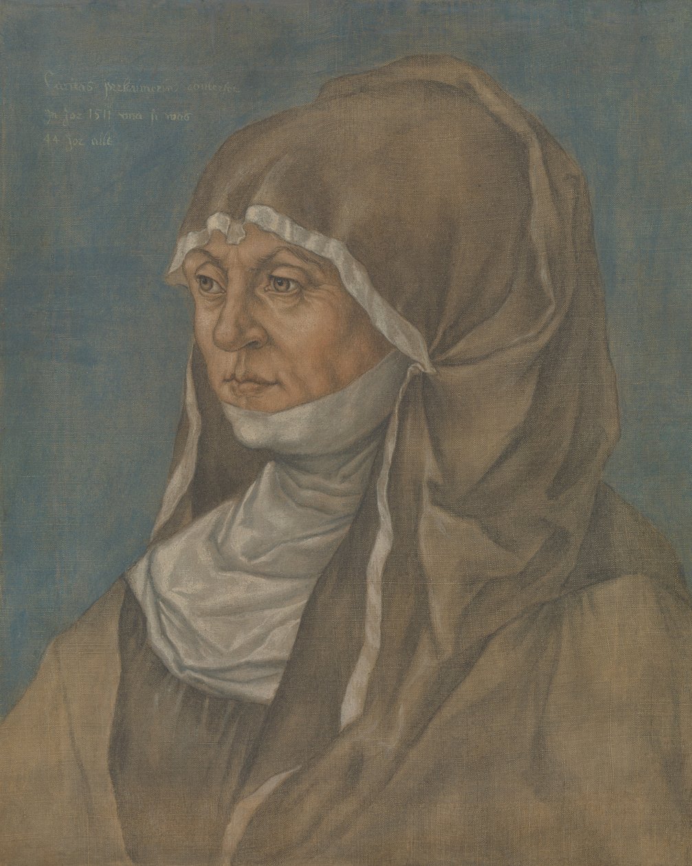 Retrato de uma mulher, disse ser Caritas Pirckheimer 1467-1532. de Imitator of Albrecht Dürer