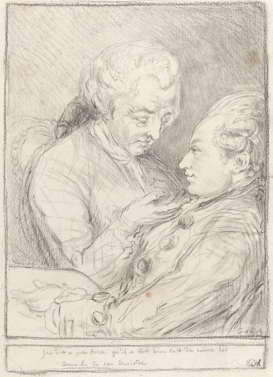 Retrato do artista com seu irmão mais novo, Augustin Saint-Aubin de Imitator of Gabriel Jacques de Saint Aubin