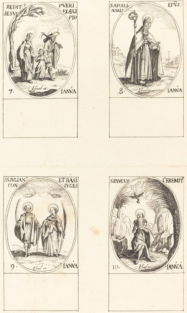 Retorno do Egito; São Apollinário; St. Julian e Basilissa; São Paulo Eremita de Imitator of Jacques Callot