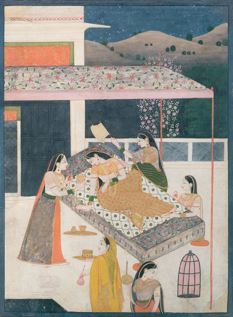 Aguardando o amante, Garhwal, c.1789-1800 de Indian School