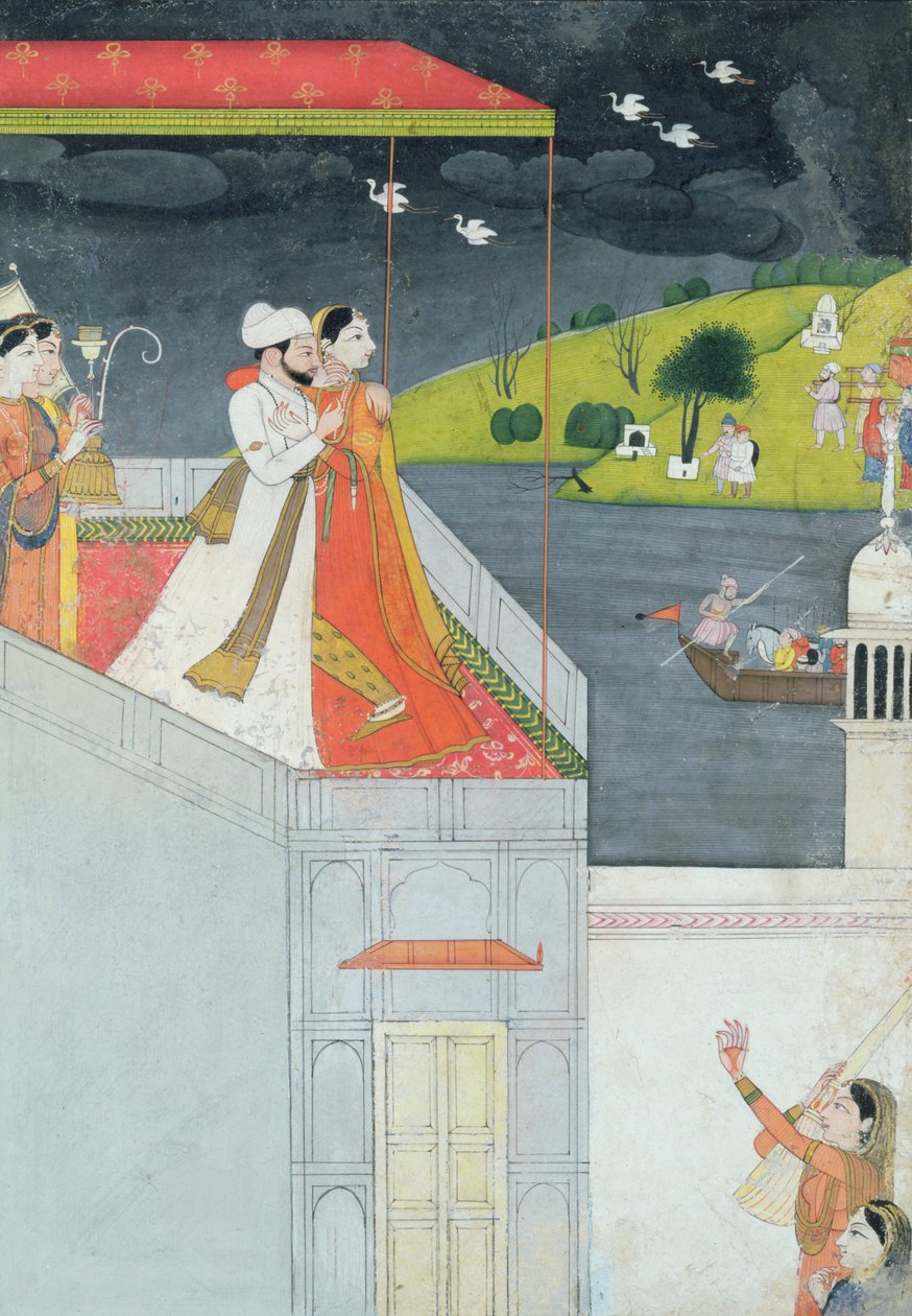 Amantes em um terraço, c.1780-1800 de Indian School