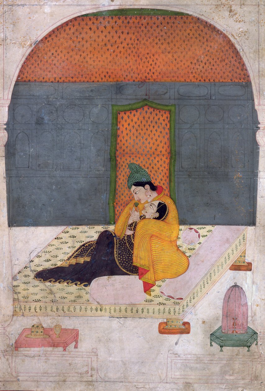 Amantes em um terraço, Garhwal, c.1780-1800 de Indian School