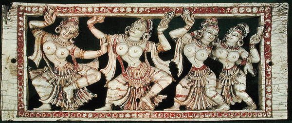 Relevo, descrevendo, quatro, dançarinos de Indian School