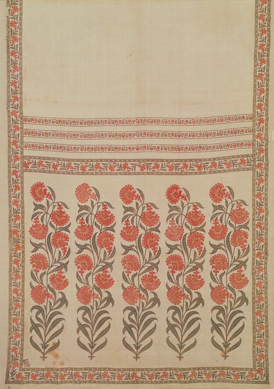 Cinturão de algodão com estêncil e pintado à mão (patka), Rajastão, Índia, século XVII-XVIII de Indian School