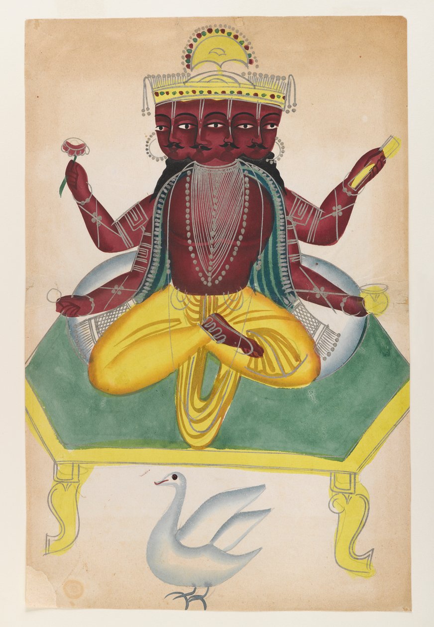 Brahma, final do século XIX e início do século XX (wc em papel com detalhes em estanho polido) de Indian School