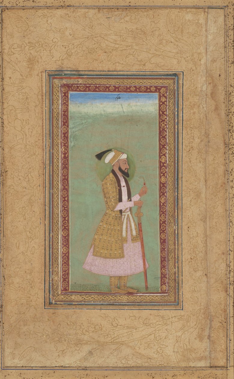 Retrato de um príncipe com um rubi de Indian 18th Century