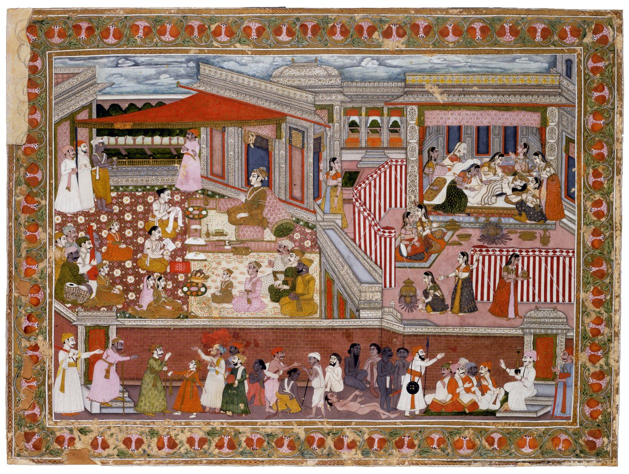 Nascimento em um palácio, 1760-1770 de Indian Art