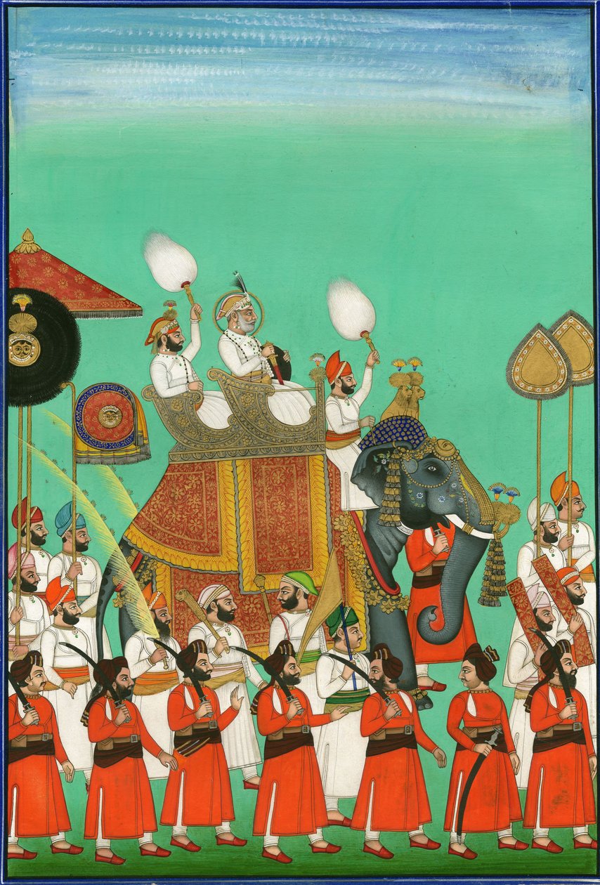 Rajah de Jodhpur Montando um elefante, c. 1780 de Indian Art
