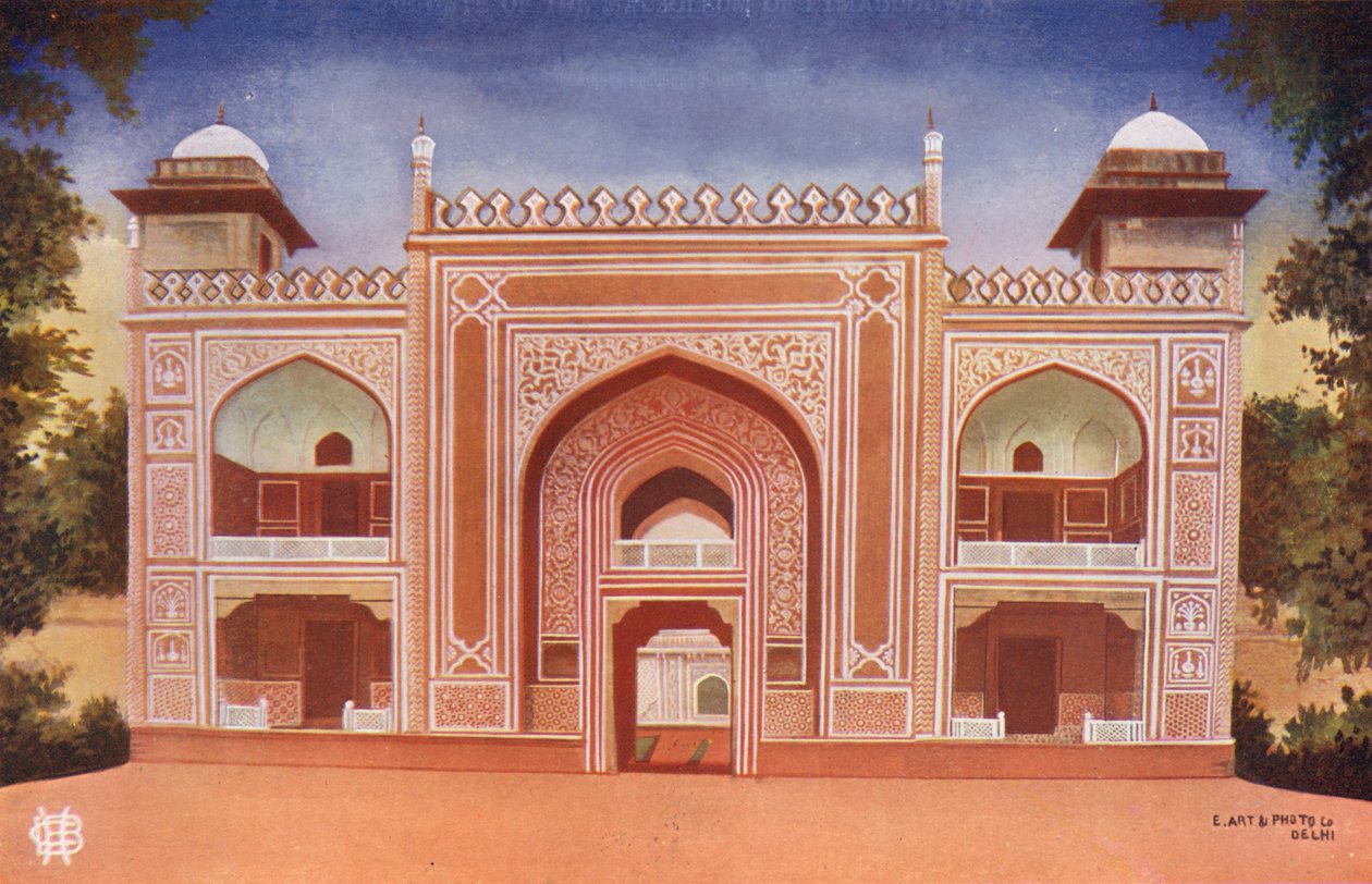 Agra: A Porta do Mausoléu de Etmadudowla (fotografia a cores) de Indian photographer