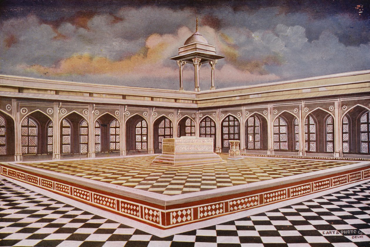 Agra: O túmulo de Akbar com os seus edifícios de mármore (fotografia a cores) de Indian photographer