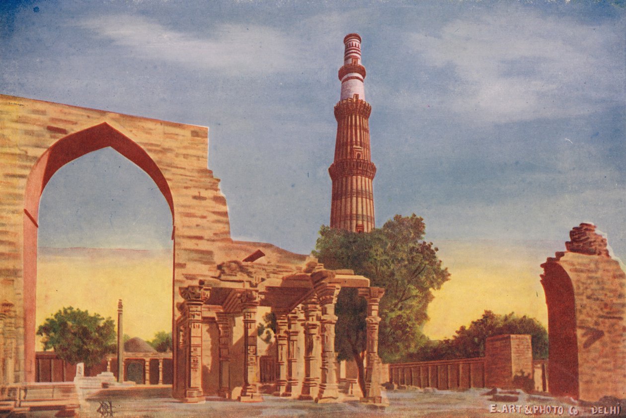 Kutub Minar com pilar de ferro (fotografia a cores) de Indian photographer