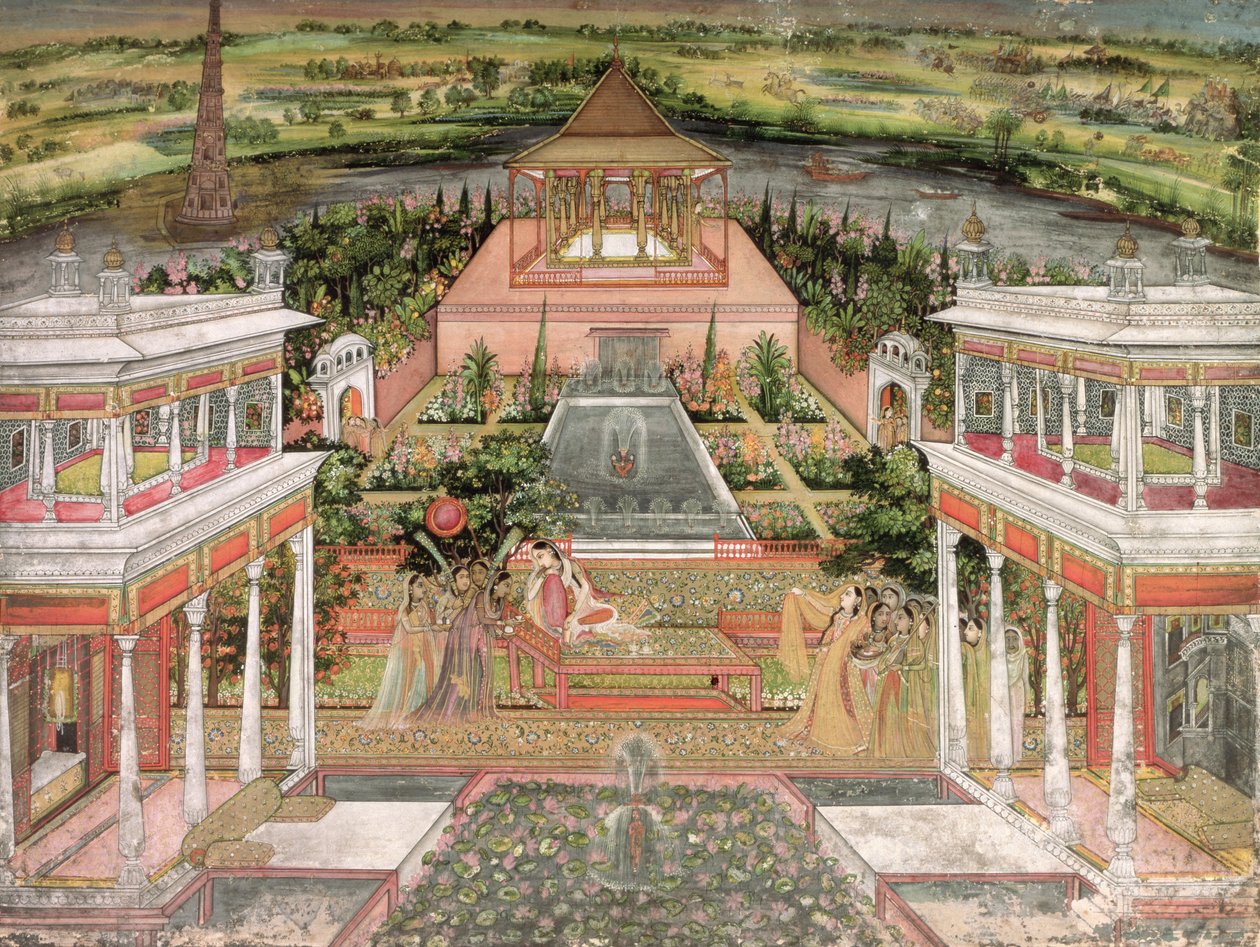 Uma princesa mughal em seu jardim de Indian School