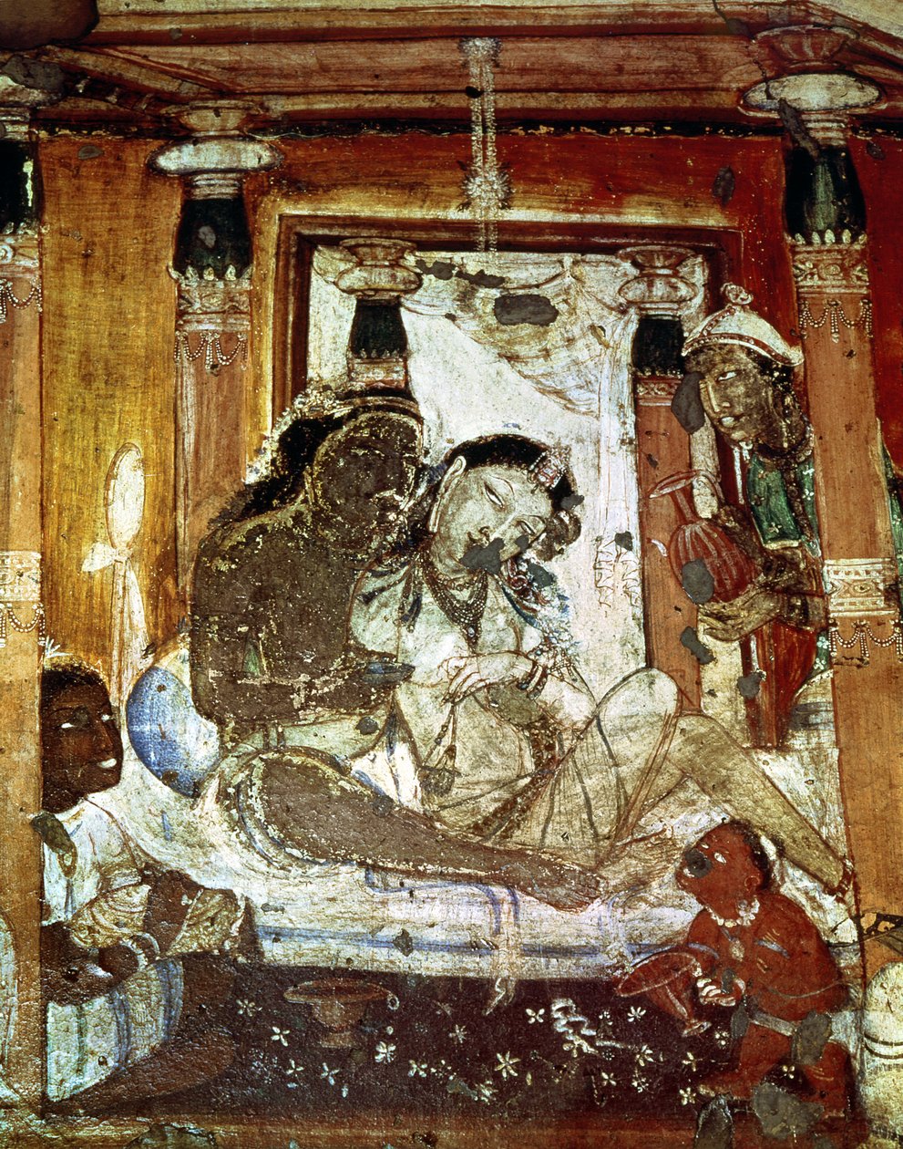 Um casal principesco em um palácio, do interior da caverna 17 de Indian School