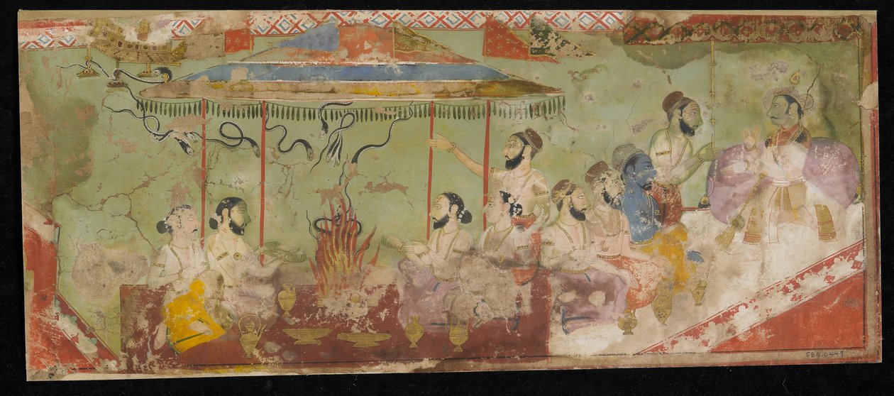 Uma Cerimônia de Sacrifício, Album folio with painting, c.1690 de Indian School