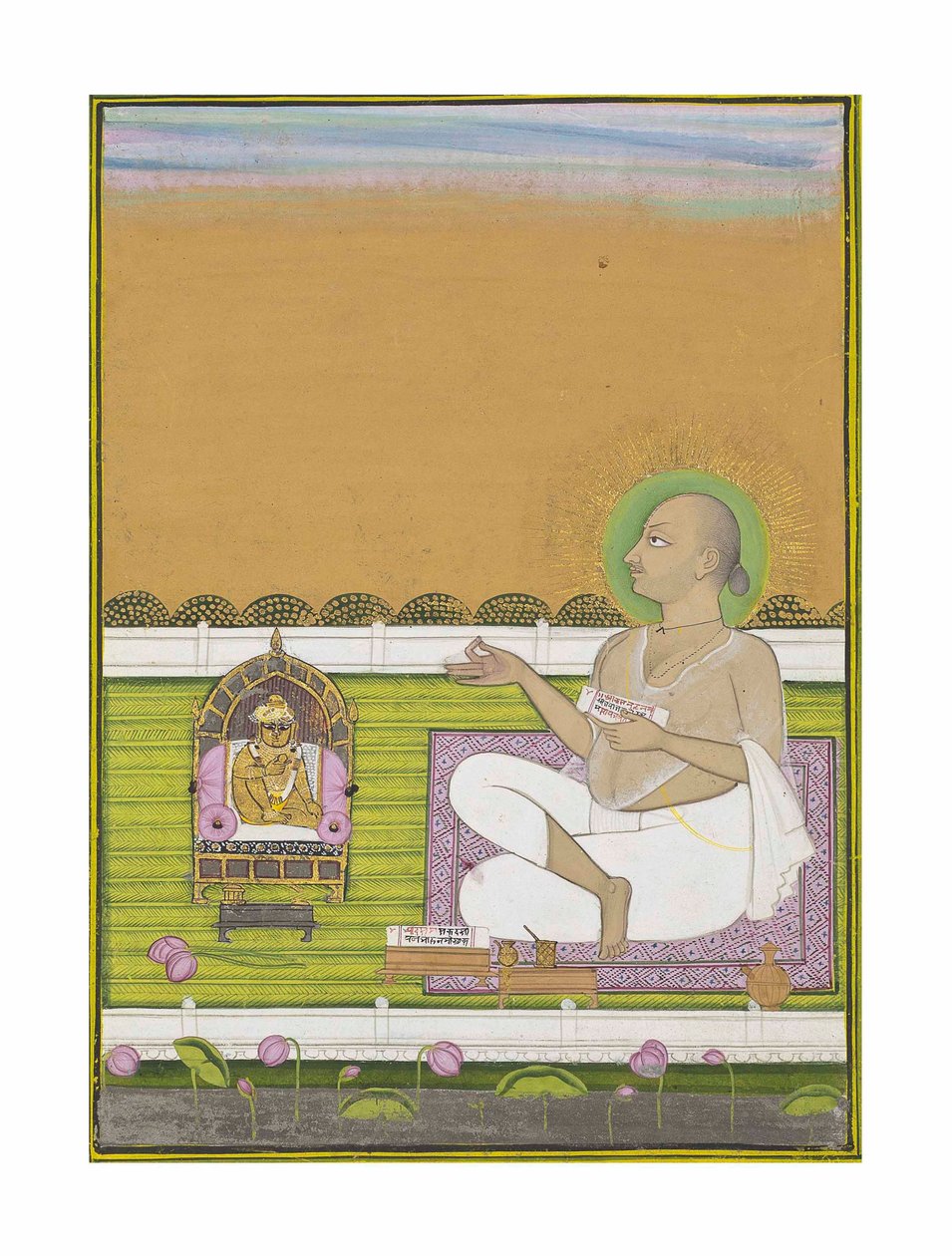 Um Sábio da Seita Pushtimarg e Shri Nathji, c.1850 de Indian School
