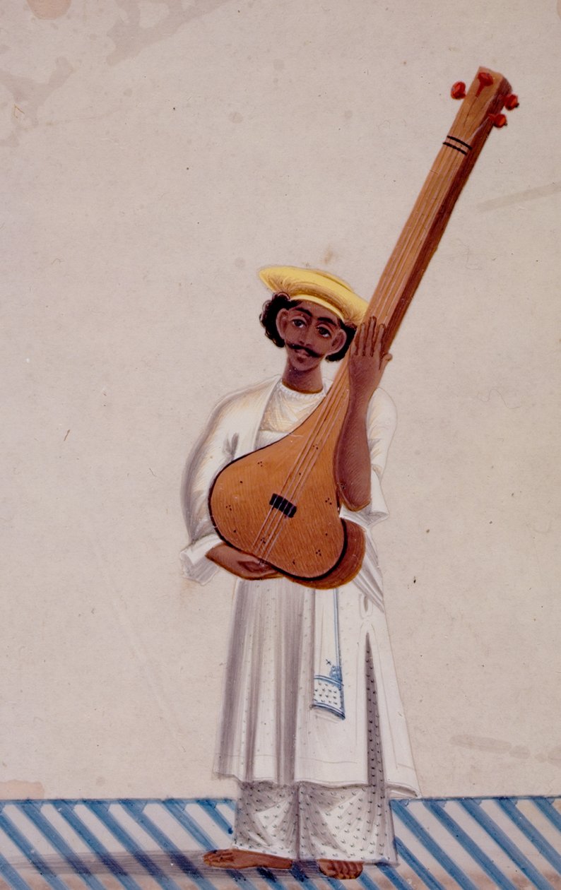 A Tambura Player, c.1830 (guache sobre mica) de Indian School
