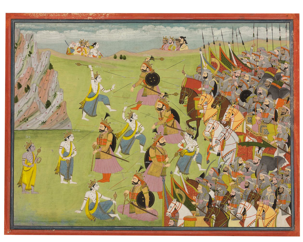 Uma pintura do Mahabharata: Balabhadra lutando contra Jarasandha, Kangra ou Garhwal, c.1810-20 de Indian School