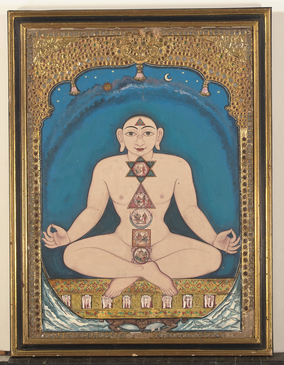 Um painel com a pintura de um Tirthankara de Indian School
