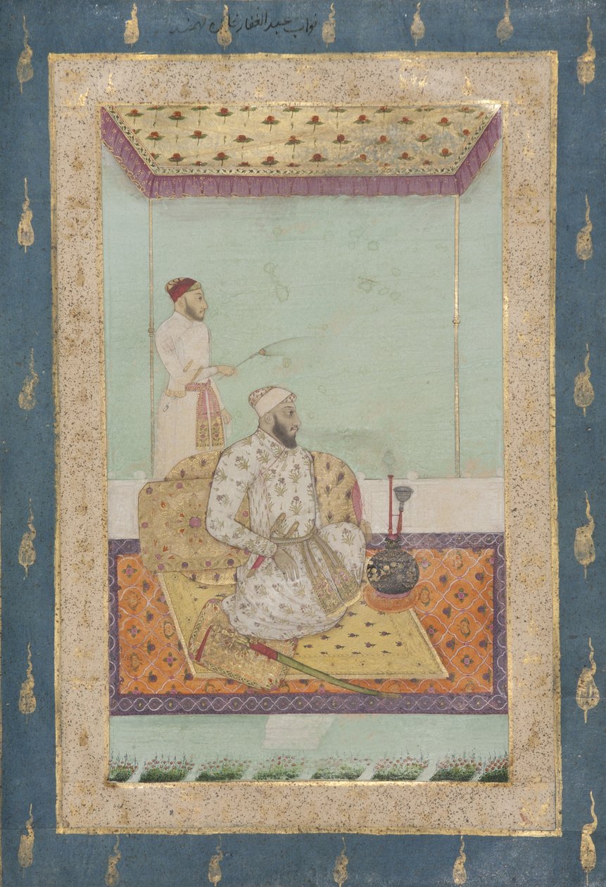 Abdul Ghaffar Khan Bahadur, c.1680 (wc opaca e ouro sobre papel) de Indian School