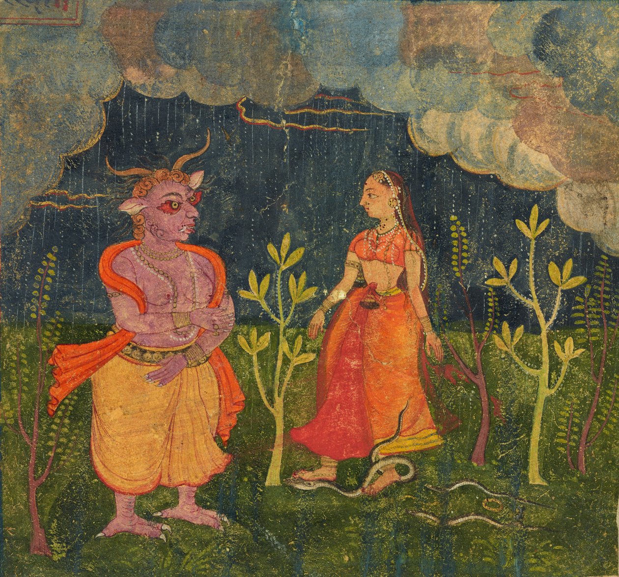 Abhisarika Nayika, um "Rasikpriya" de fólio, c.1615-1625 de Indian School