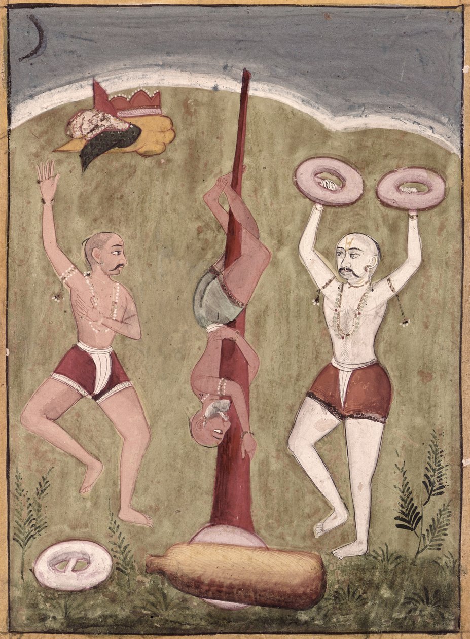 Acrobatas realizando proezas físicas de Indian School