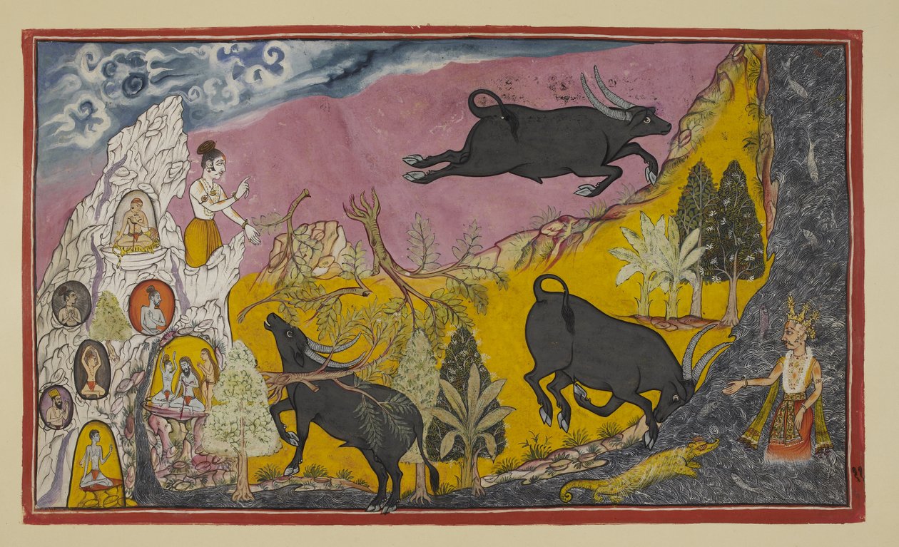 Adicionar 15296 (2) f.11r, Sugriva diz então a Rama e Laksmana o quão poderoso o seu irmão Ba de Indian School