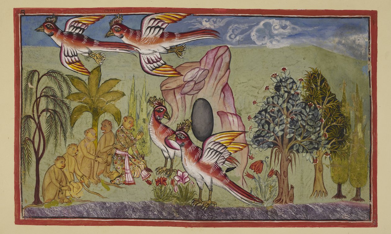 Adicione 15296 (2) f.74r, as asas de Sampati crescem novamente, de acordo com a profecia de que eles fariam isso quando ele tivesse prestado um serviço ao mundo ao saber para onde Sita havia sido levada, permitindo assim que Rama a recuperasse. Os macacos  de Indian School