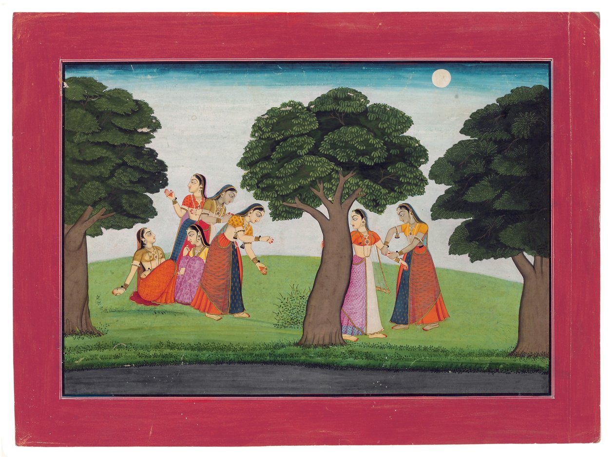 Depois de Krishna desaparece, c.1760-65 (wc opaca e ouro no papel) de Indian School