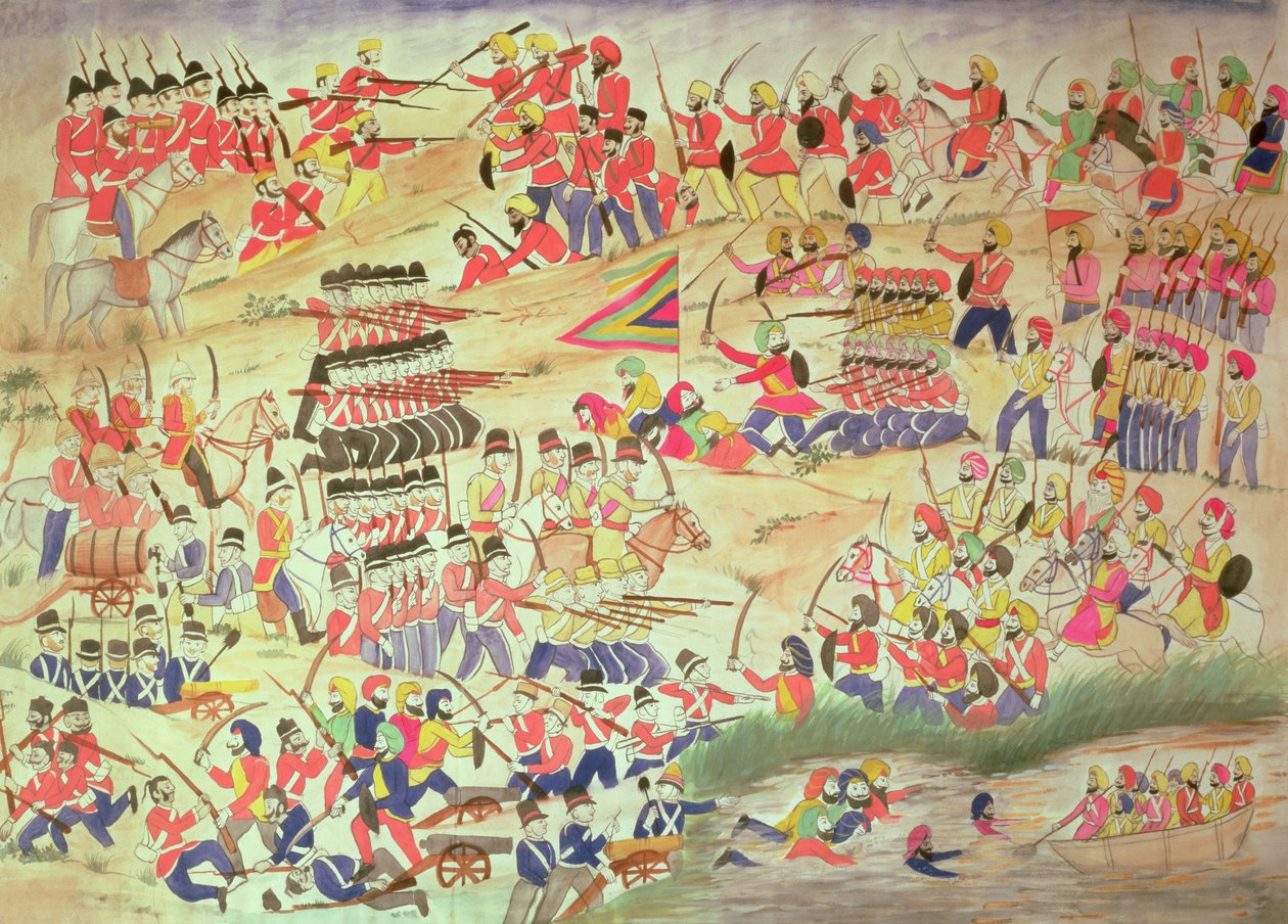 Um incidente durante as guerras sikhs, (wc no papel) de Indian School