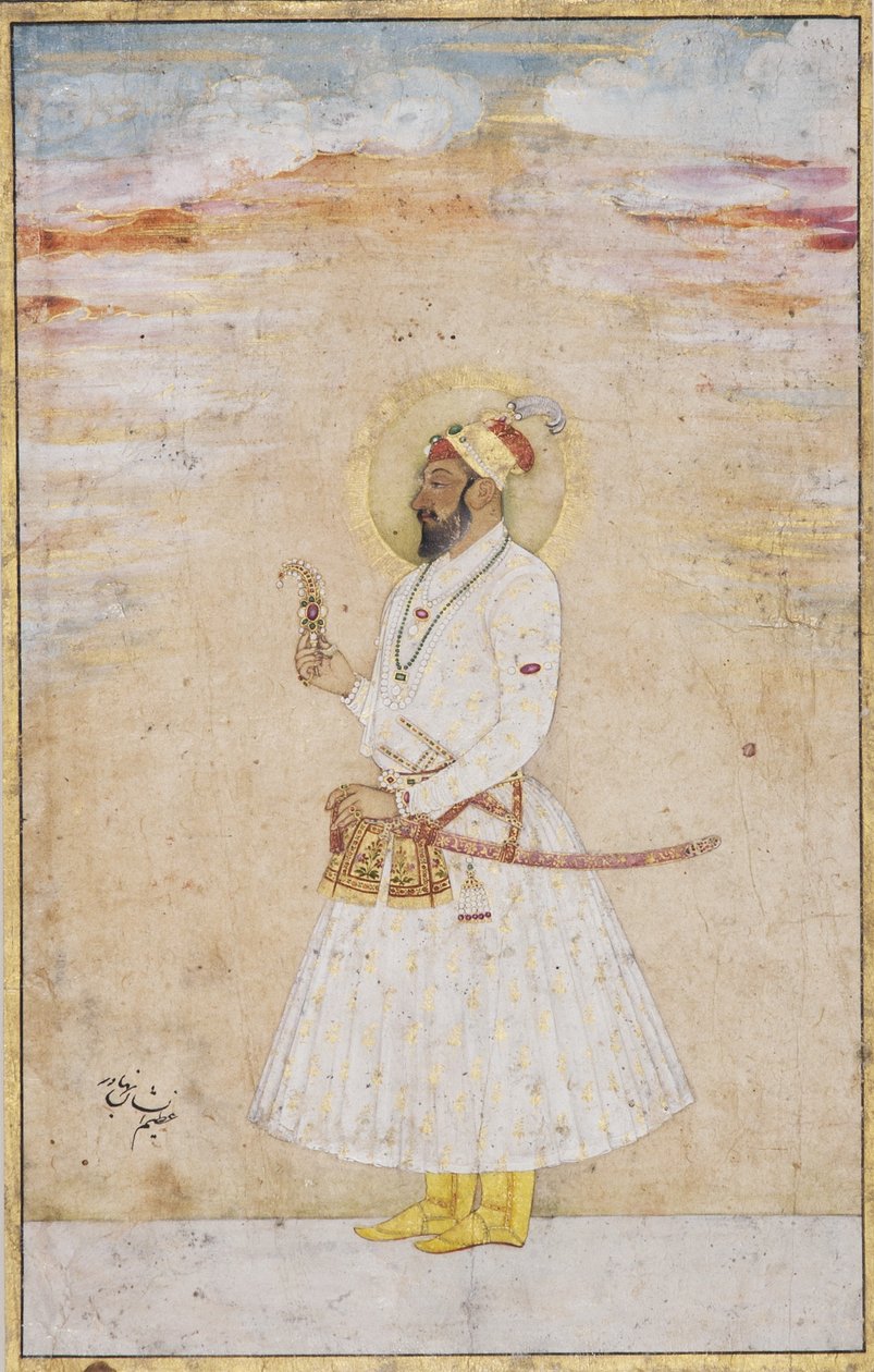 Azim nos Shan Bahadur, c.1720 (wc opaca e ouro no papel) de Indian School