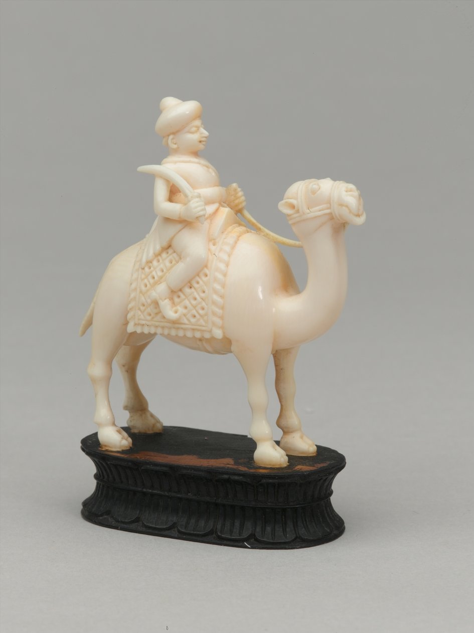 Cavaleiro negro, peça de xadrez, Índia, 1820 cerca de Indian School